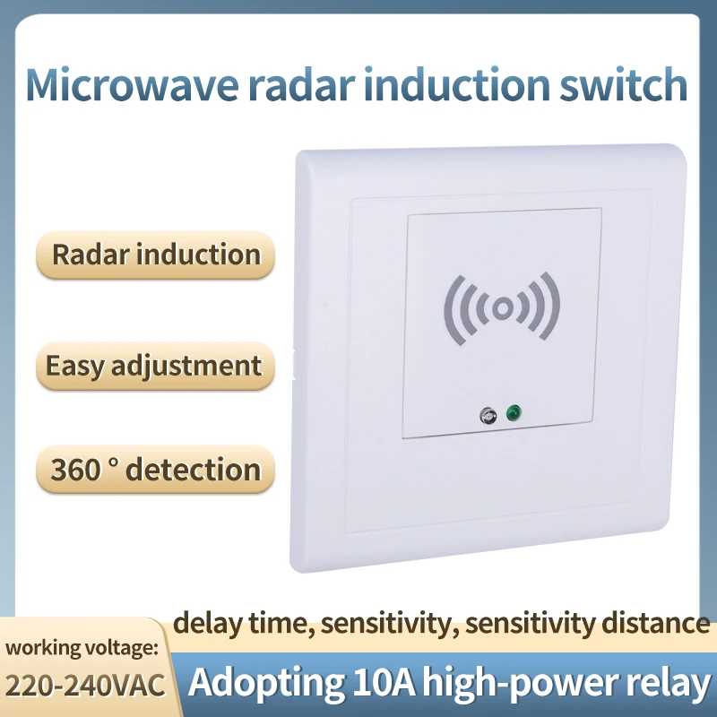Микроволновый радар, индукционный переключатель, сенсорная панель типа 86, 220 В, лестница, Φ с регулируемым расстоянием и детской