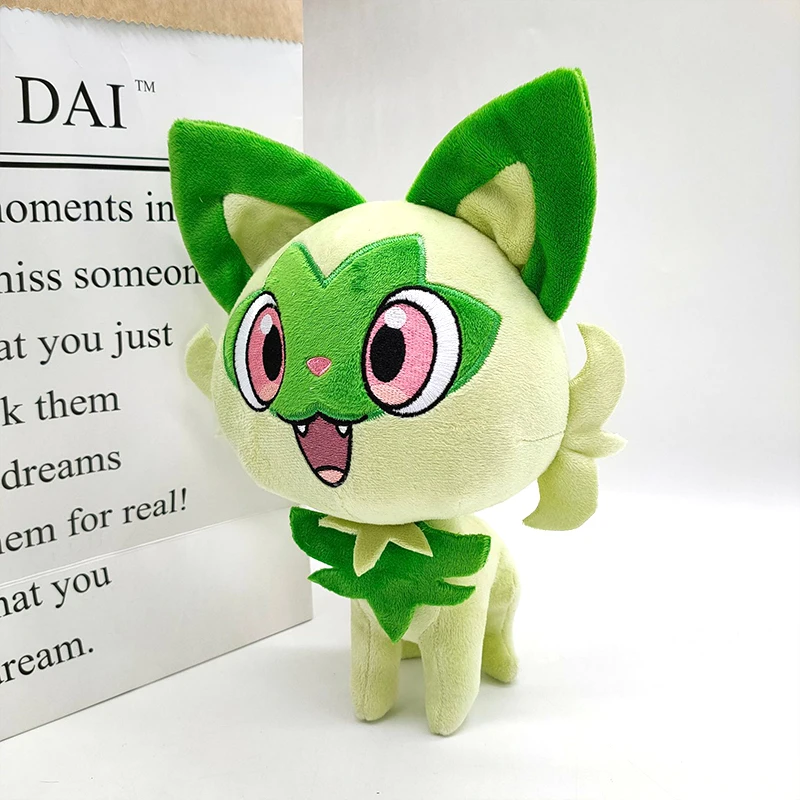 Новая плюшевая Зеленая кошка Takara Tomy Pokemon sprigatito в виде листьев игрушка игра
