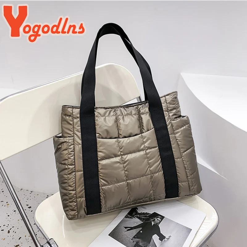 

2023 Winter Space Padded Tote Bag For Women Large Capacity Shoulder Bag 2023 Nylon Cotton Top-handle Bag Shopping Bag sac