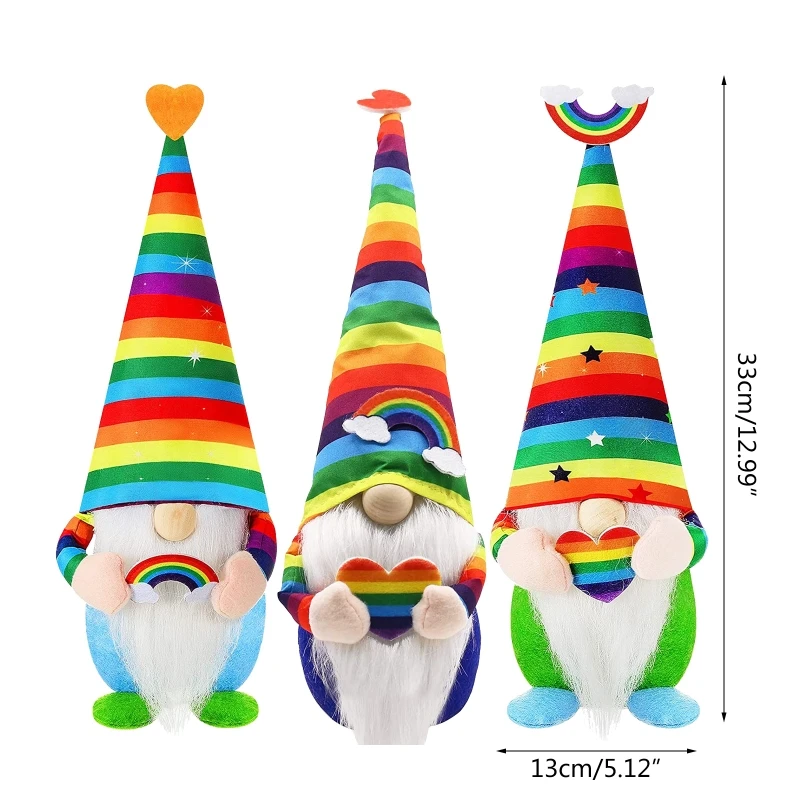 

3 шт., плюшевые гномы для куклы, в виде радуги