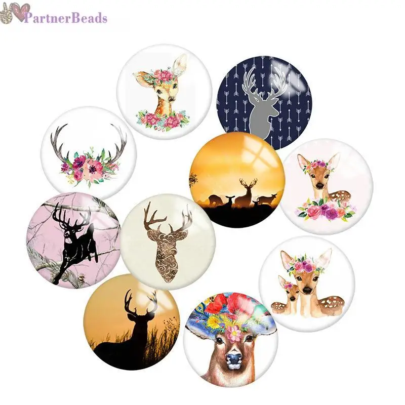 

Deer Round Photo Glass Cabochon Demo Flat Back Making Findings 20mm Snap Button N3581