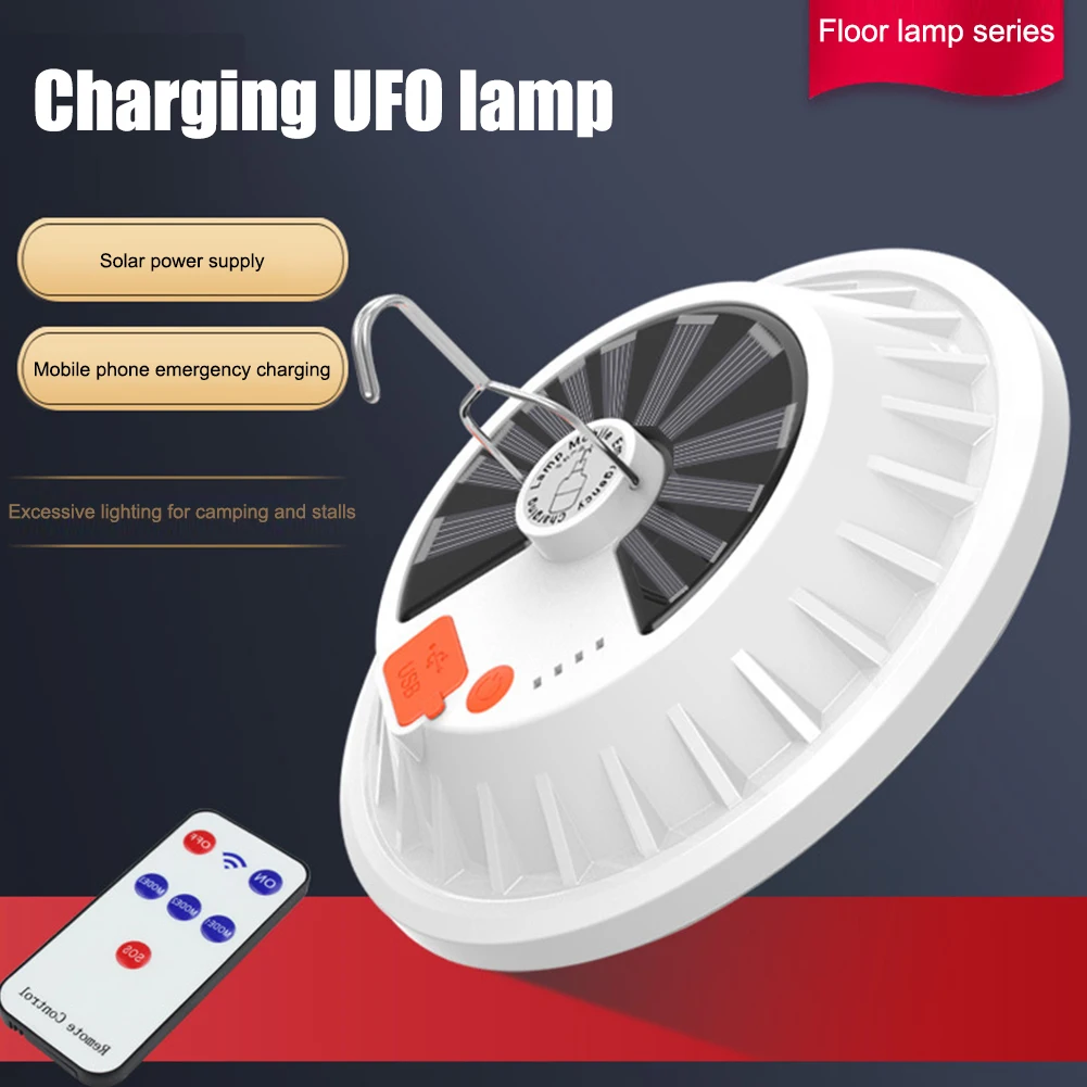 

Портативная Светодиодная лампа НЛО с солнечной батареей, светильник для ремонта и работ на солнечной батарее с дистанционным управлением, аварийный ночник для кемпинга