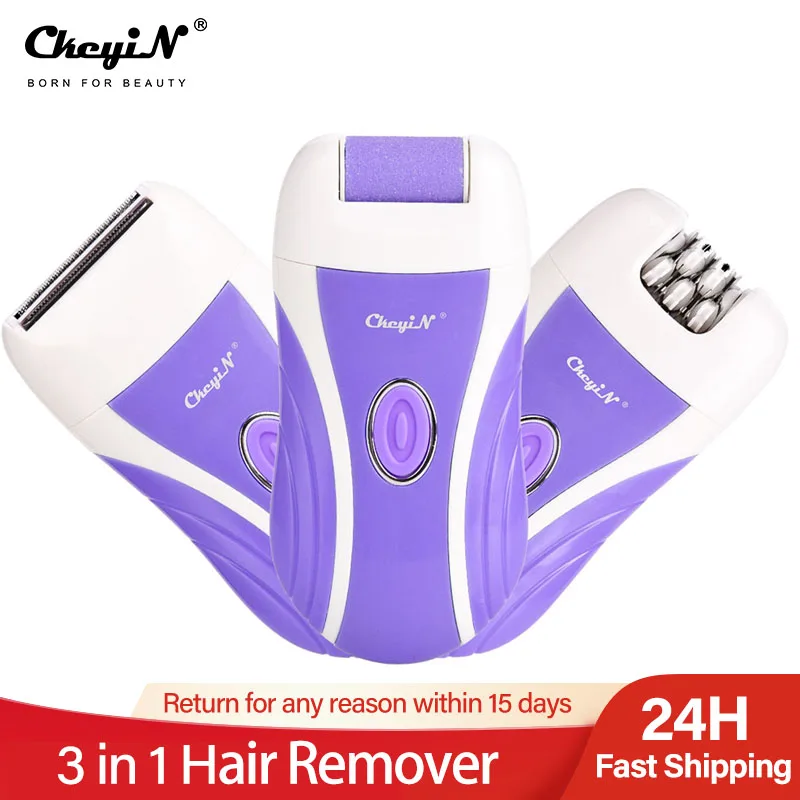 

Перезаряжаемый Эпилятор 3 в 1-удаление волос, бритье, триммер, триммер, удаление пятки, гладкая насадка для ног