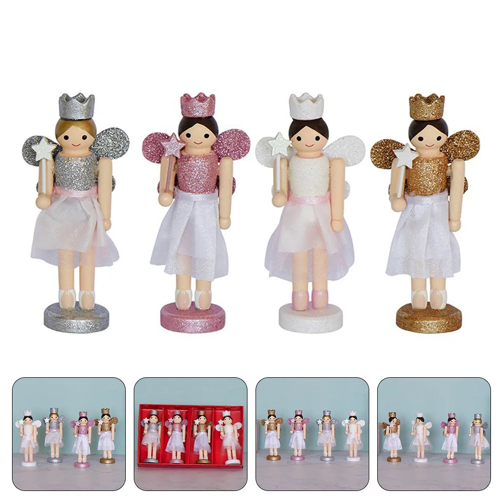 

Nutcrackers Nutcracker Wood Angel Puppet Christmasaccents Décor Home Girlcraftwooden Desktop Figurinedecorations Glitter Crafts