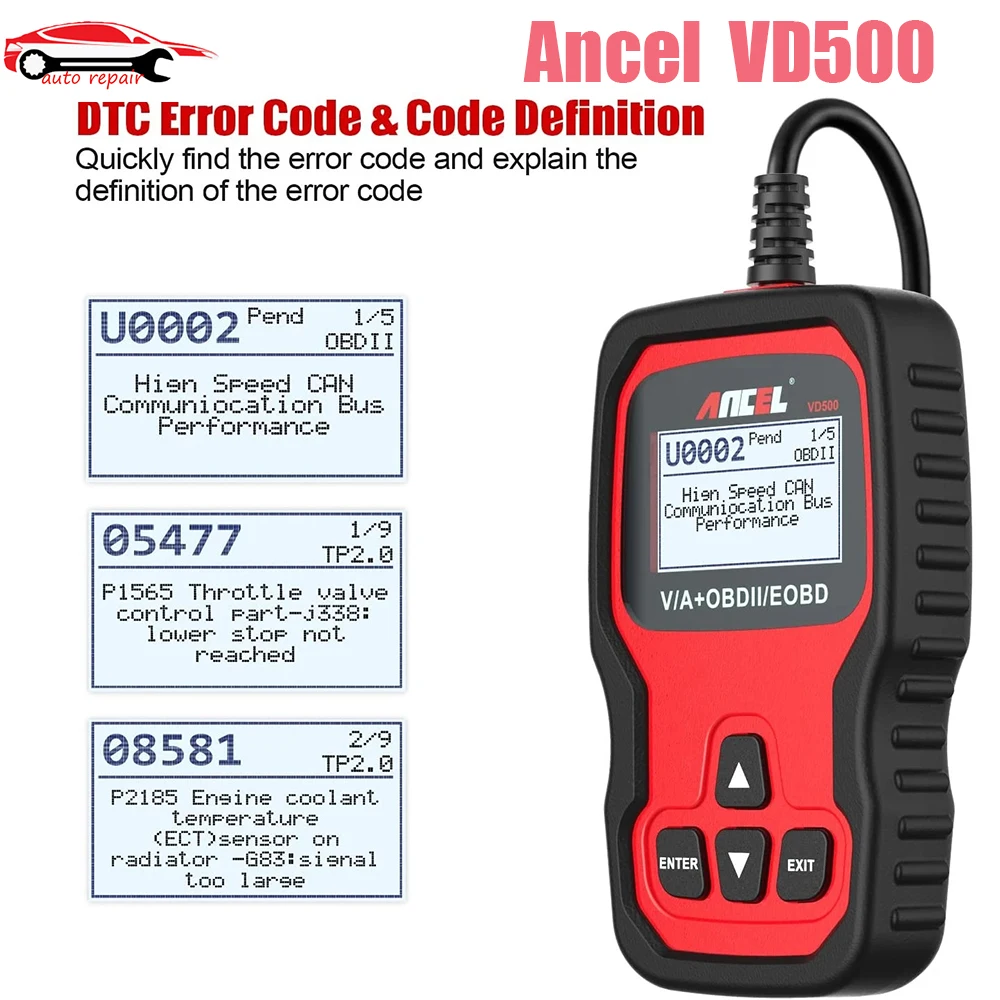 Ancel VD500 OBD2 Scanner Car Diagnostic Automotive Scanner Full System Code Reader Airbag ABS EPB Oil Reset For VA-G V-W Skod-a