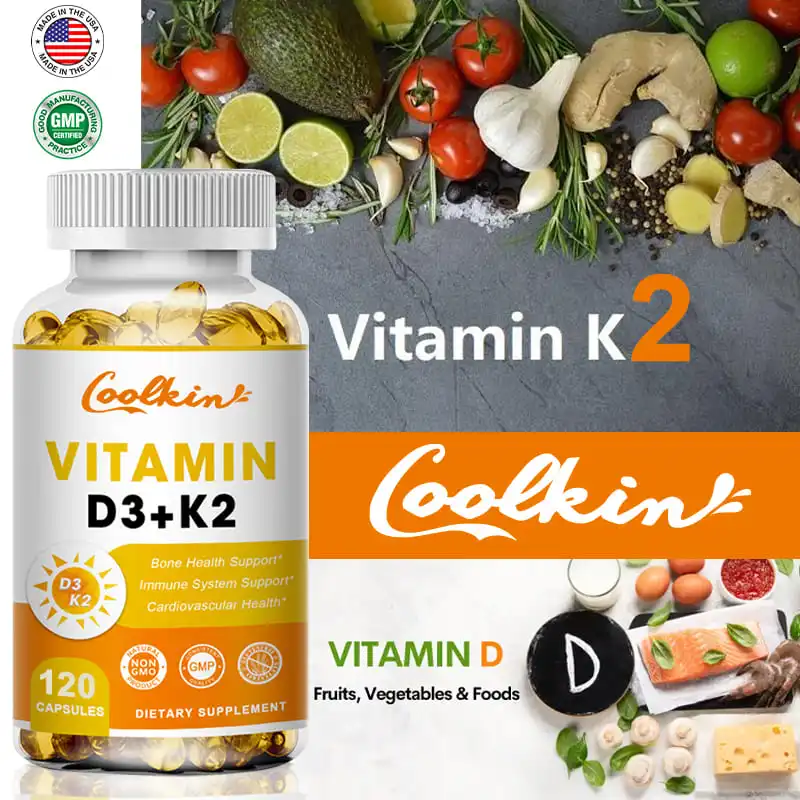 

Natural Organic Vitamin D3K2 Supplement, Supports Joint, Teeth, Bone, Heart & Immune System Health, Multivitamin Capsules