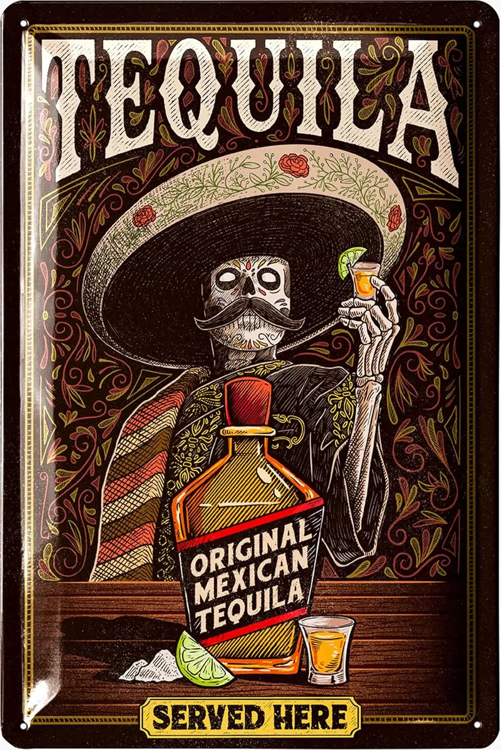 LANOLU Винтажная жестяная вывеска TEQUILA Настенное искусство Винтажные ретро-вывески