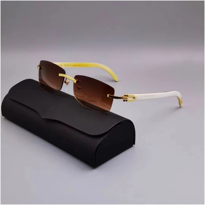 Brand Sunglasses Men's Prescription Glasses Natural Ox Horn Large Frameless Square Transparent Fashion Women's Reading Glasses