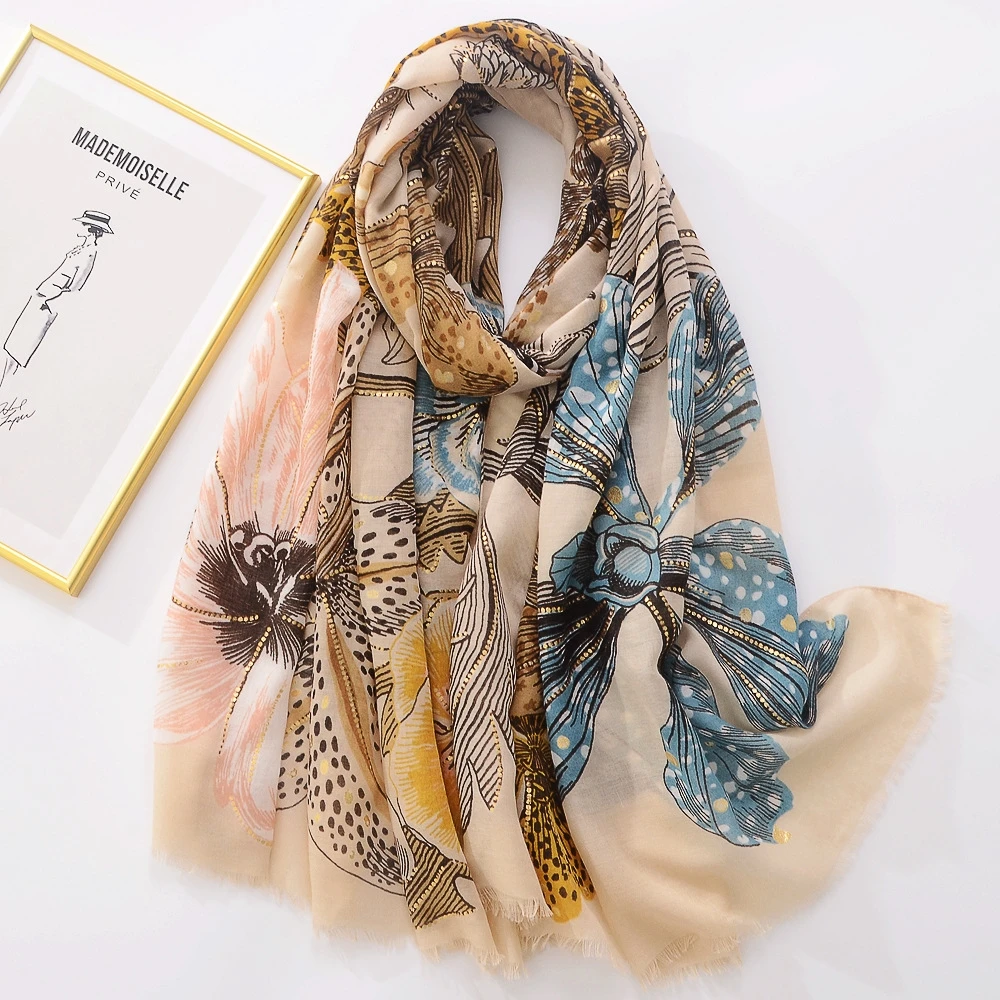

2022 Новый Модный летний женский шарф богемный цветочный пляжный хиджаб шали и палантины женский платок дизайнерская Пашмина бандана