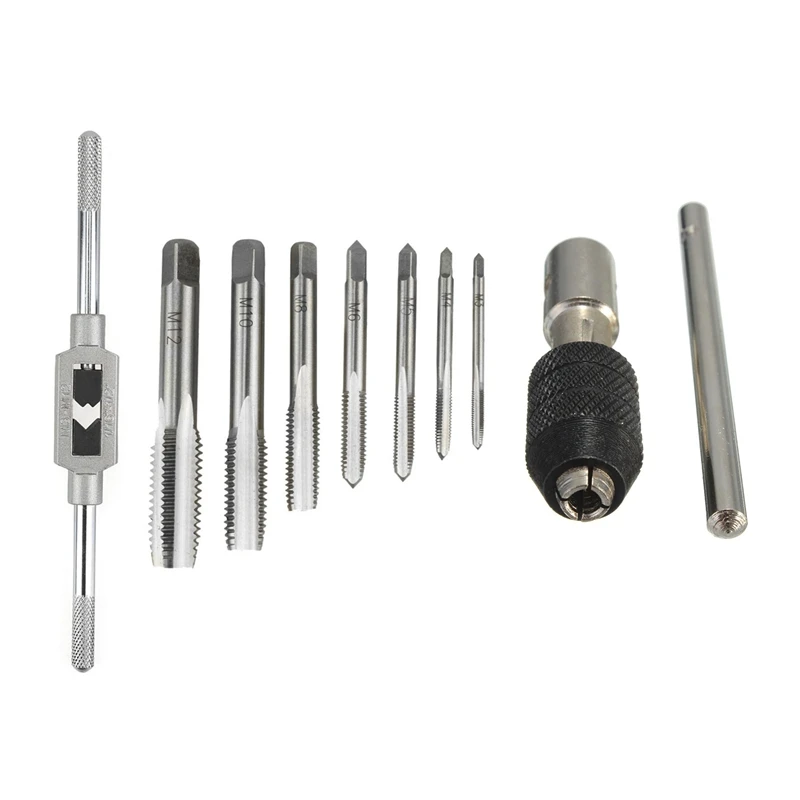 

1Pcs T-Handle Tap Wrench Chuck Type & 1 Set Tap Tool Set Thread Metric Machine Hand Screw Thread Plug Taps Set