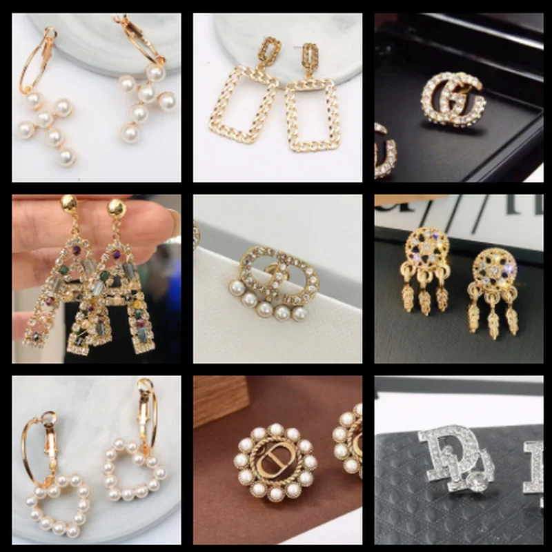 

Brand Design Pig Nose Shape Women Earrings Letter C D Jewelry Lady Luxury Diomand Ear Rings Daily Pendant Girls CD Accessories