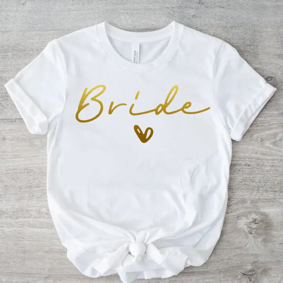 Women Cotton T Shirt Team Bride Bachelorette Party Shower Hen Bridesmaid Print T-Shirt 2025 Girls Wedding Female Tops