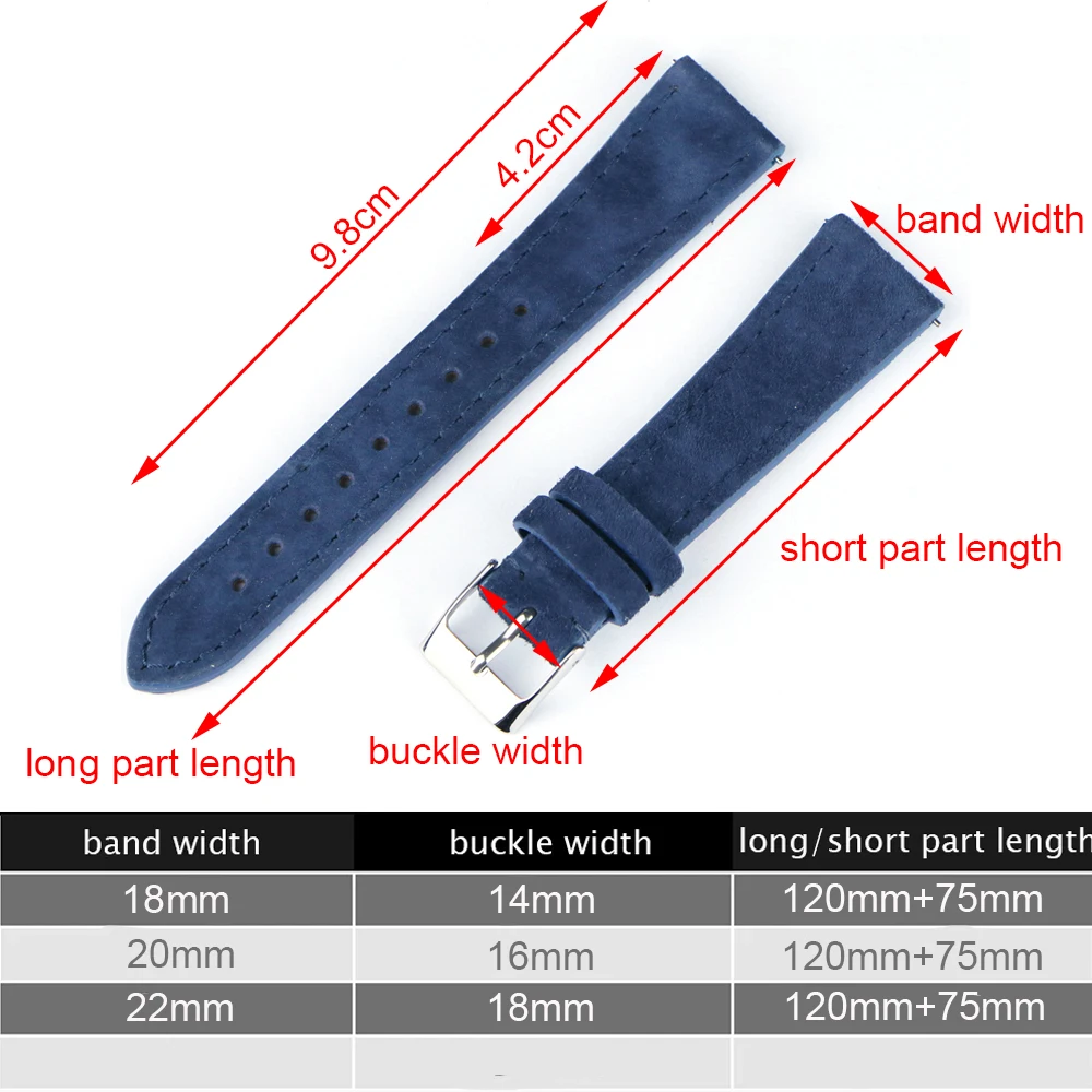 Genuine Suede Leather Watch Strap Vintage Brown Watch Band 18mm 20mm 22mm With Quick Release WatchBand Wristband Accessories