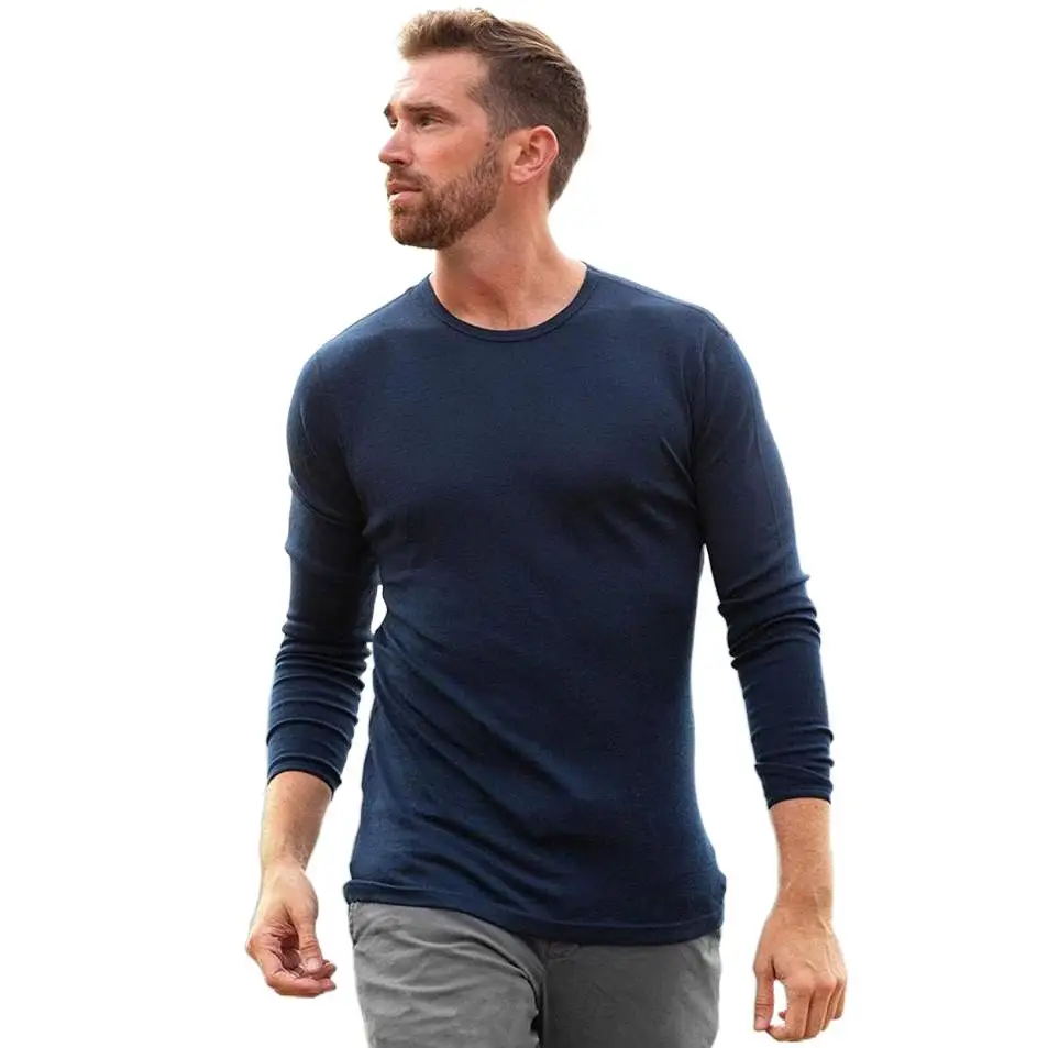 

Mens 100% Merino Wool Base Layer Long Sleeve Thermal Shirt Mightweight 245G Everyday Baselayer Thermal Top Merino Wool T-Shirt