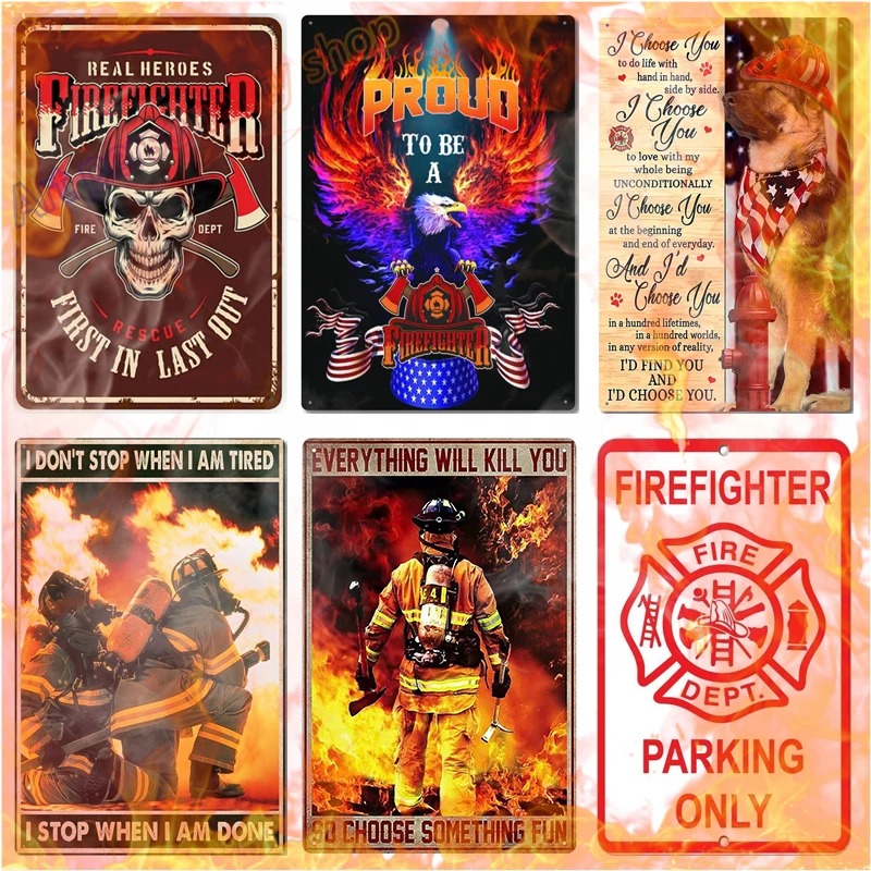 

Tactical Funny Firefighter Poster Tin Sign Vintage Fire Firefighter Bar Club Man Cave Wall Decor 8x12 Inch Even Cops Need Heroes