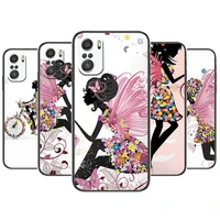 pink girl angel girl phone case for xiaomi redmi 11 lite pro ultra 10 9 8 mix 4 fold 10t black cover silicone back prett