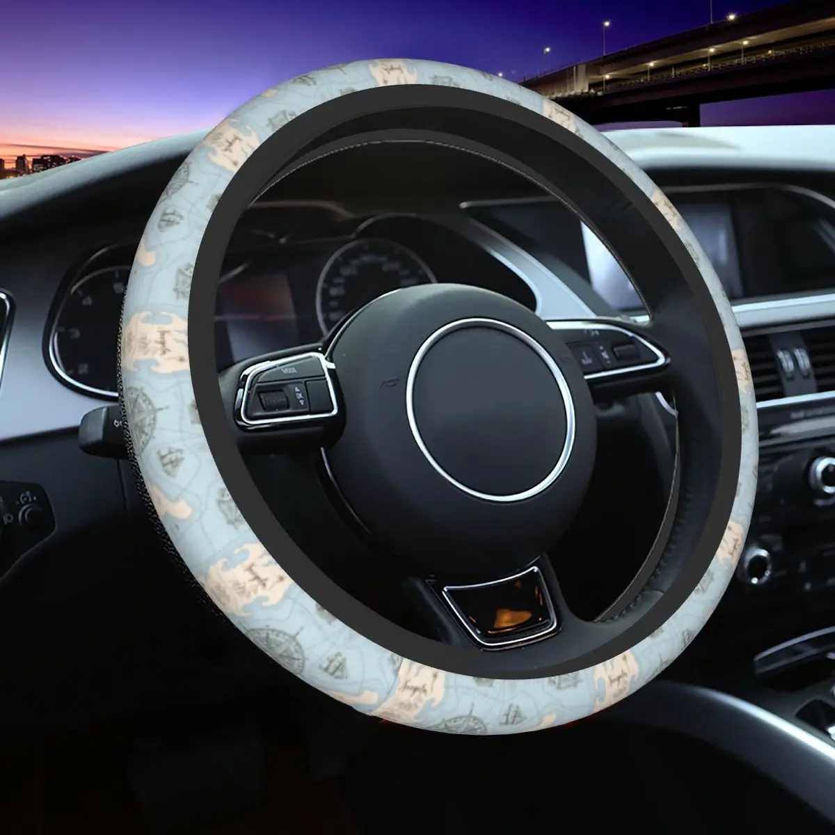 

Car Steering Wheel Covers Blue Sea Map Sailing Yachts Braid On The Steering Wheel Cover Car-styling Steering-Wheel Accessories