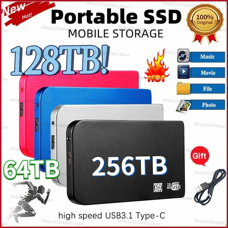 

Original 128TB SSD 2TB hd 4tb High-speed External Solid State Hard Drive USB3.0 Interface HDD Mobile Hard Drive for Laptops ps5
