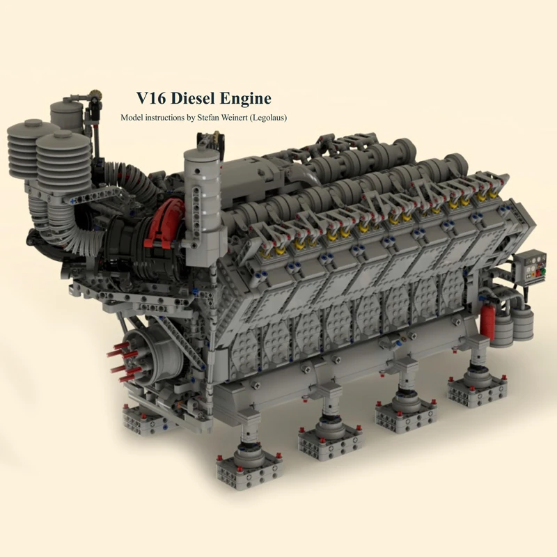 

V16 Diesel Engine Classic Creative Diesel Engine MOC Building Block Children's Educational toy gift