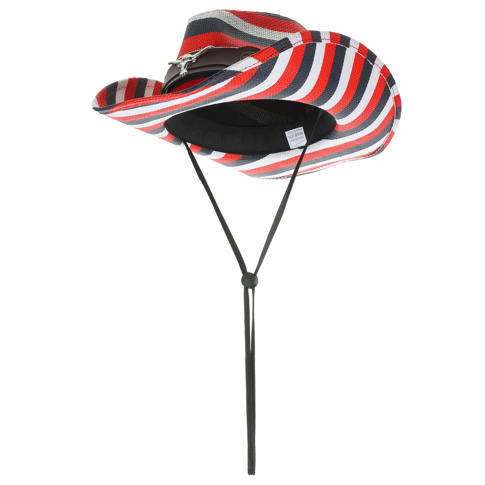 

Cowboy Hat For Cosplay Stripe Western Wide Brim Summer Sun Performance Men Straw