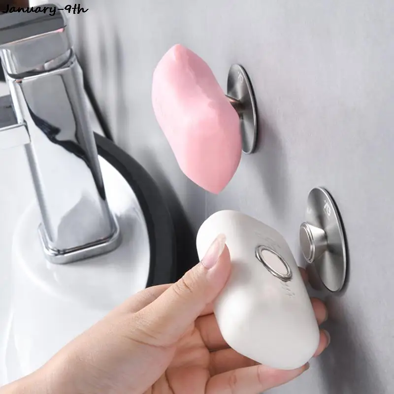 

1PC Magnetic Soap Holder Tool Free Rustproof Sponge Holder Dish Holder Soap Dish For Bathroom Lavatory Home