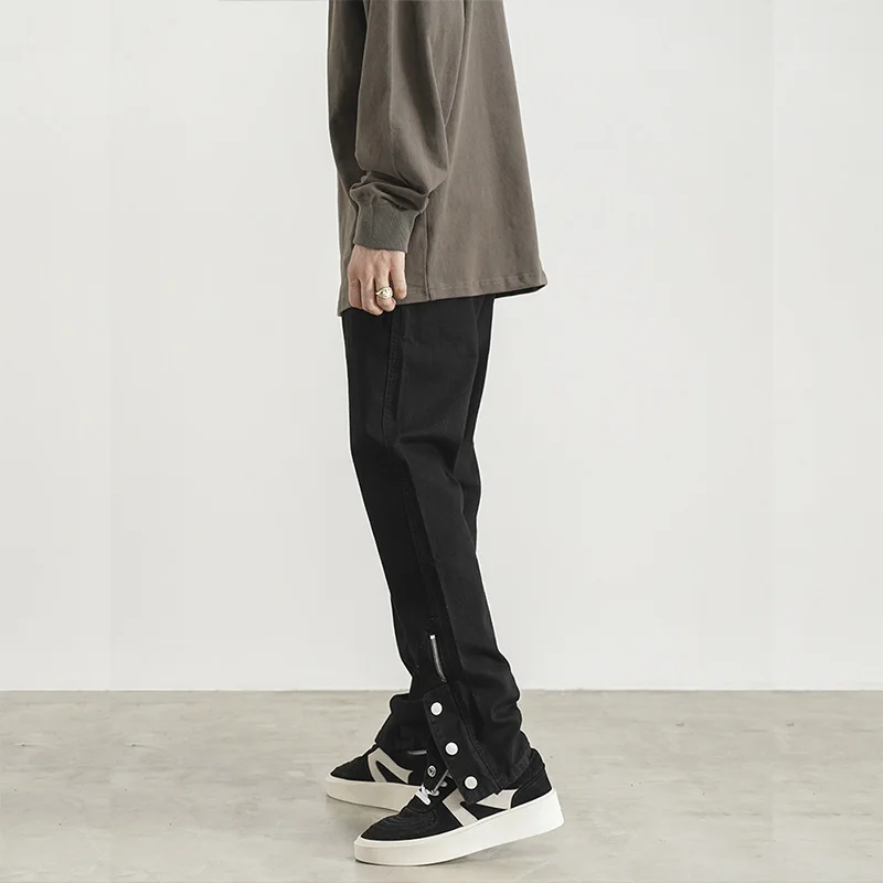 High Street Black Jeans Pants Men Design Hiphop Slim Vintage Trousers Korean Fashion Casual Oversized Male Bottoms Y2K Clothes