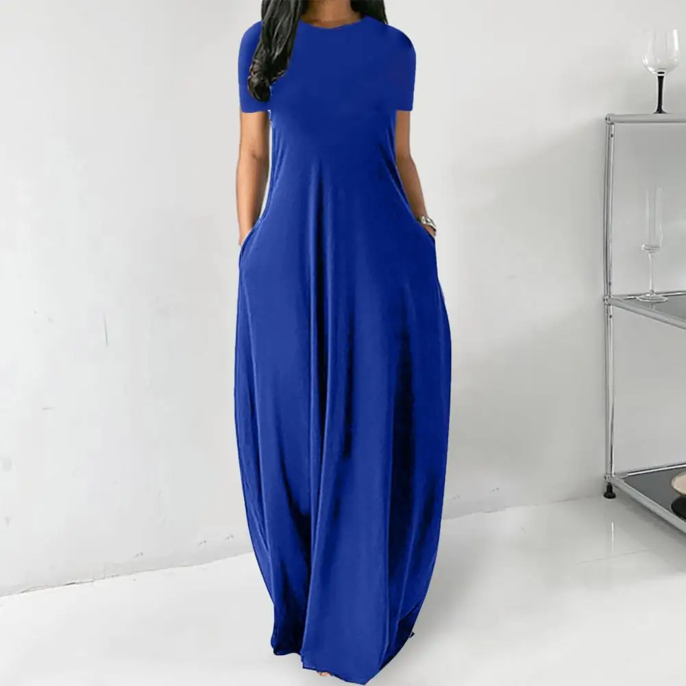 

Платье-Макси женское из легкой ткани, шикарное удобное Макси-Платье с боковыми карманами, модная уличная одежда с завышенной талией для женщин