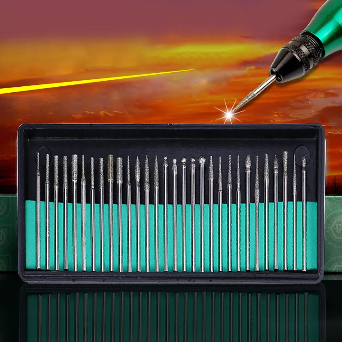 

30pcs 2.35mm Diameter Diamond Mounted Point Grinding Bits Heads