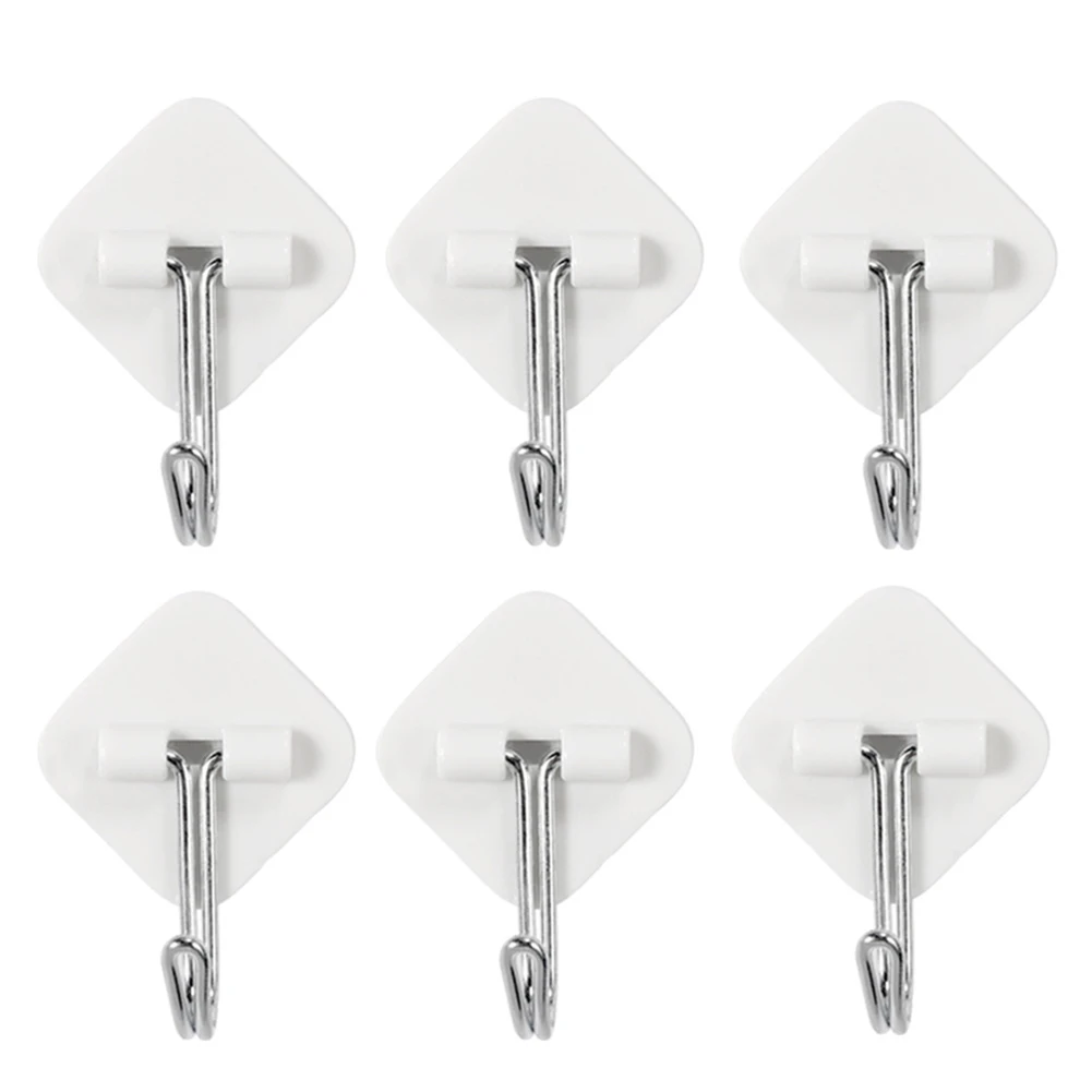 

6PCs Seamless Hook 4.5*3.5cm PVC Strong Adhesive Wall Sticky Hooks 180 Degree Rotating Stick For Bathroom Kitchen Accessories