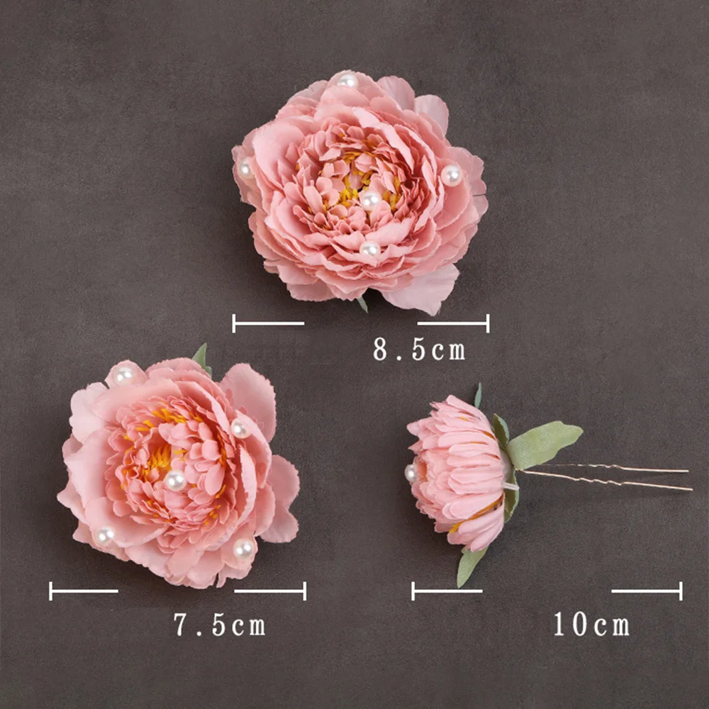 3PCS Flower Hair Clips Chinese Hanfu Headpiece Pearl U-shaped Hairpins Headdress Vintage Female Wedding Hair Accessories Jewelry images - 6