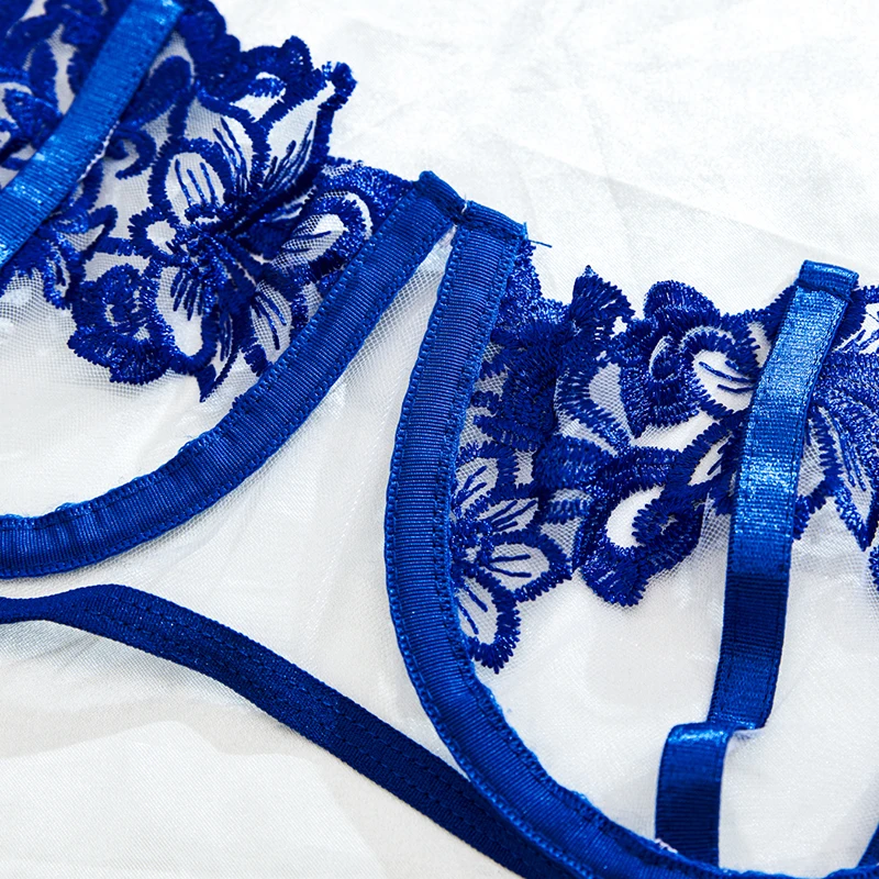 Сексуальный кружевной бюстье с цветочным принтом и трусы для женщин