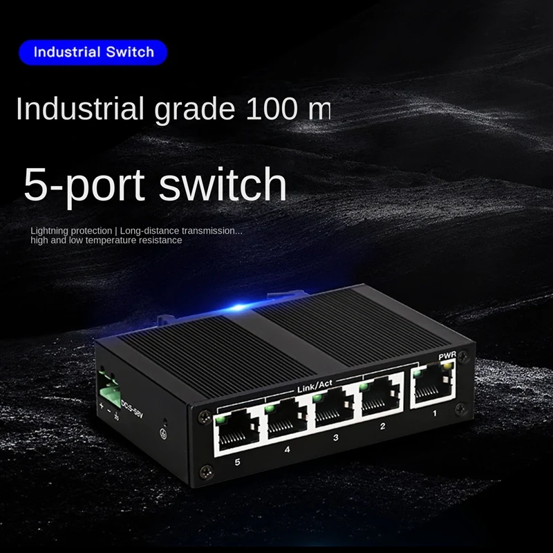 Фото 5-портовый 100 Мбит/с сетевой коммутатор Ethernet коммутатор промышленного класса неуправляемый рельсовый Тип Промышленный сетевой сплиттер №2