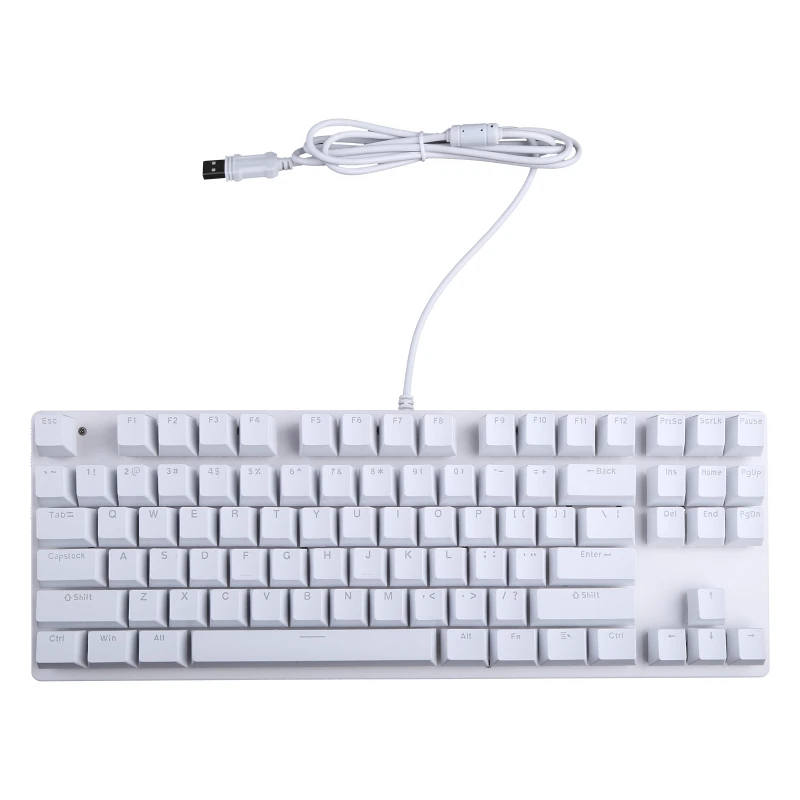 

Механическая игровая клавиатура 87 для клавиш, проводная USB клавиатура с зеленым валом и светодиодной RGB подсветкой, двухцветная, подарок на день рождения
