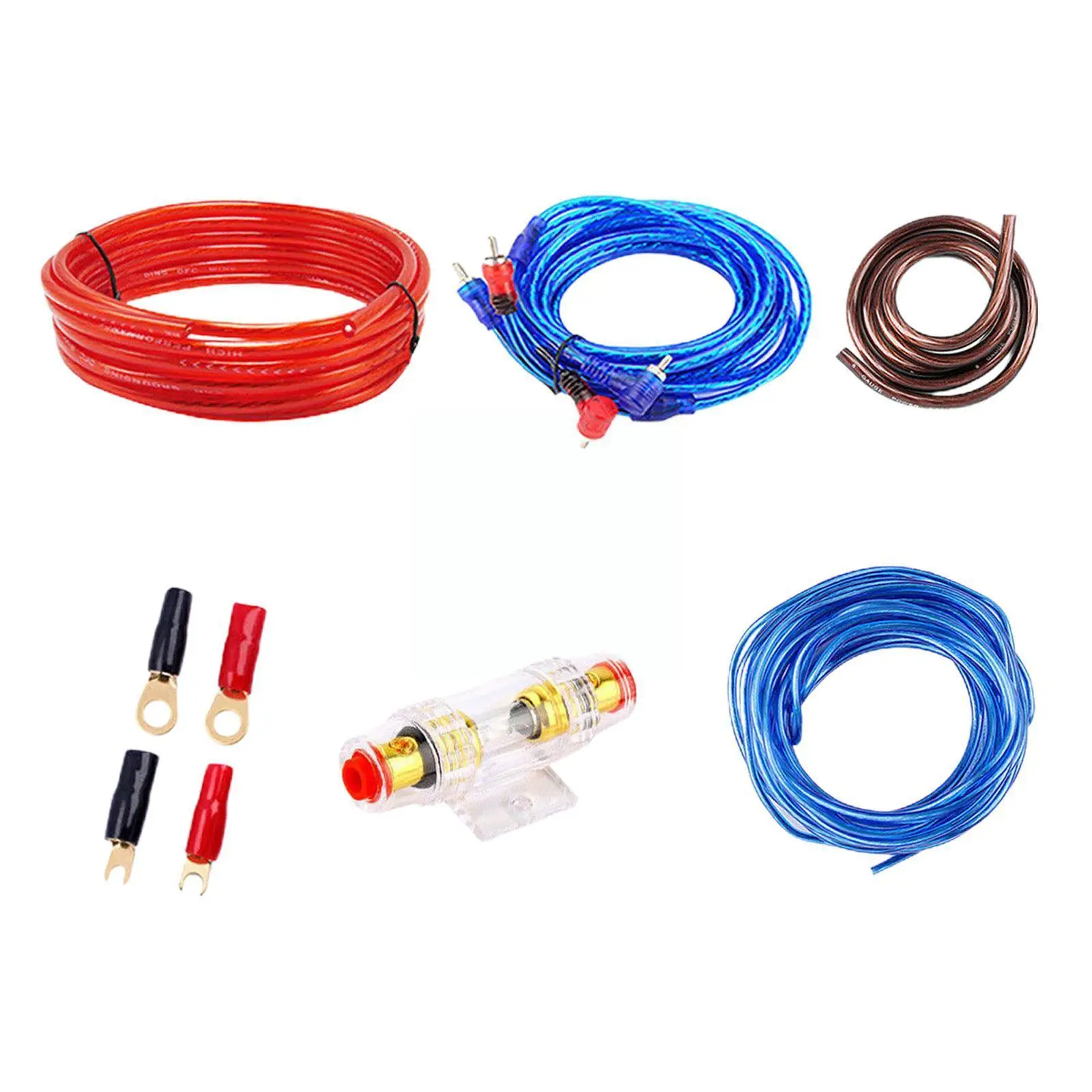 

Автомобильная мощность 1500 Вт, внешний аудиосабвуфер, RCA Автомобильный Кабель, проводка, провод, предохранитель, комплект питания AMP Audio Q6J7