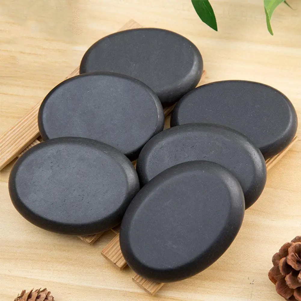 

Natural Black Massage Stone for Skin Care Lava Basalt Hot Stone for Spa Massage Therapy Body Facial Massage Stone