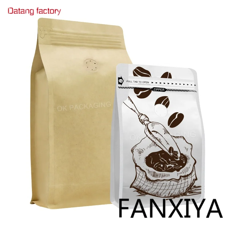

Custom Printed Resealable Flat Bottom Coffee Tea Packing Bags Mylar Stand Up Pouch Coffee Bag With Valve And Zipper