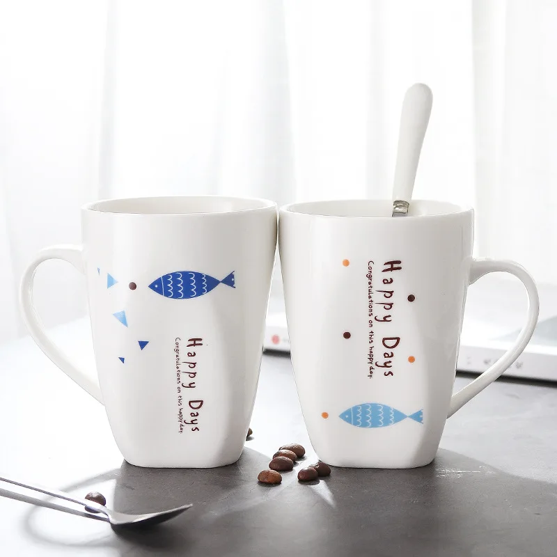 

Роскошные керамические кружки с рыбками/короной/влюбленными чашки для пары свадебные кружки на годовщину утренняя кружка молочный Кофе Чай на завтрак День святого Валентина