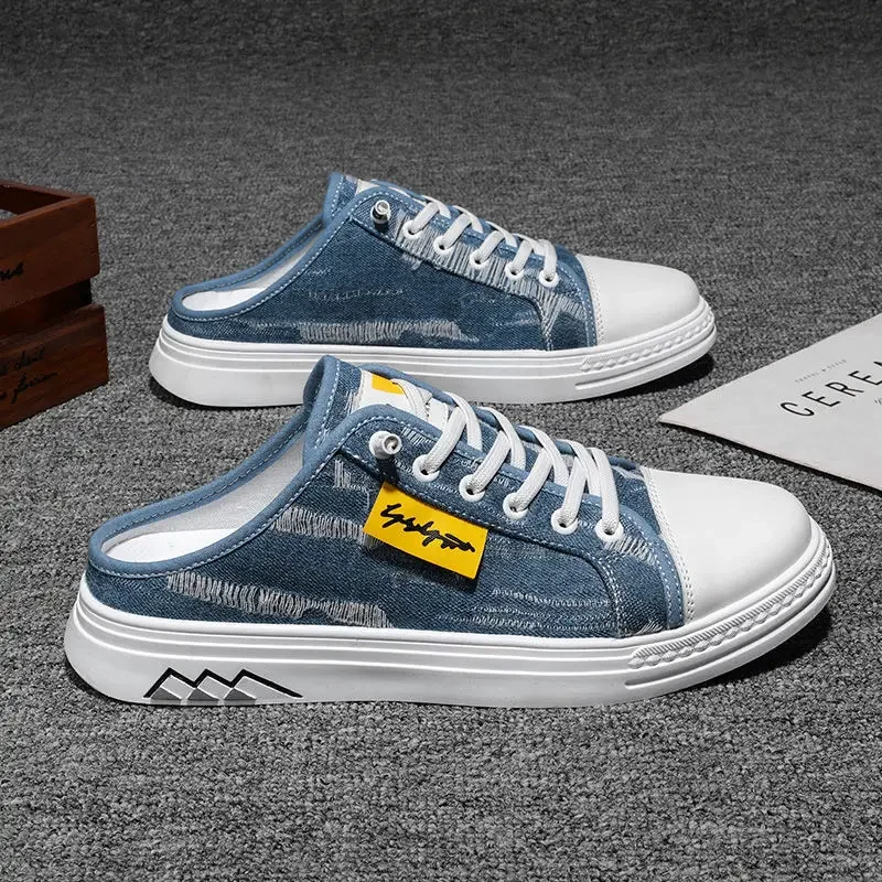 Тапки мужские резиновые повседневные сланцы холщовые модные элегантные удобные