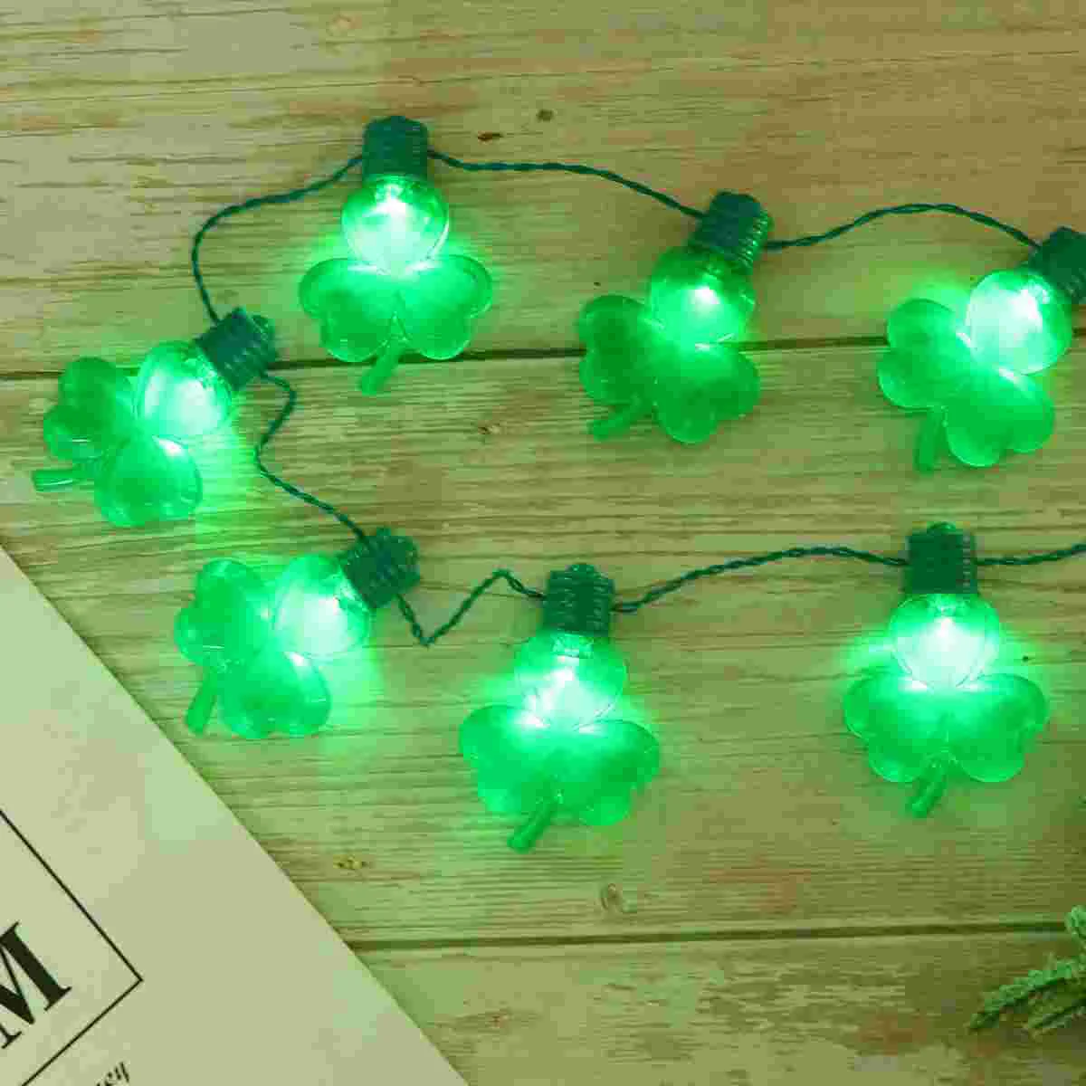 

Necklace Shamrock Patricks Day St Led Glowing Festival Lights String Bead Flashing Bulb Four Leaf Decorations Party Decoration