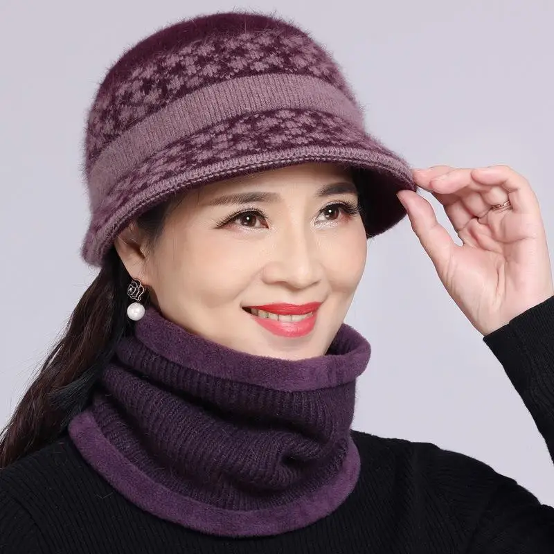 Зимняя тёплая шерстяная шапка на флисовой подкладке для женщин среднего