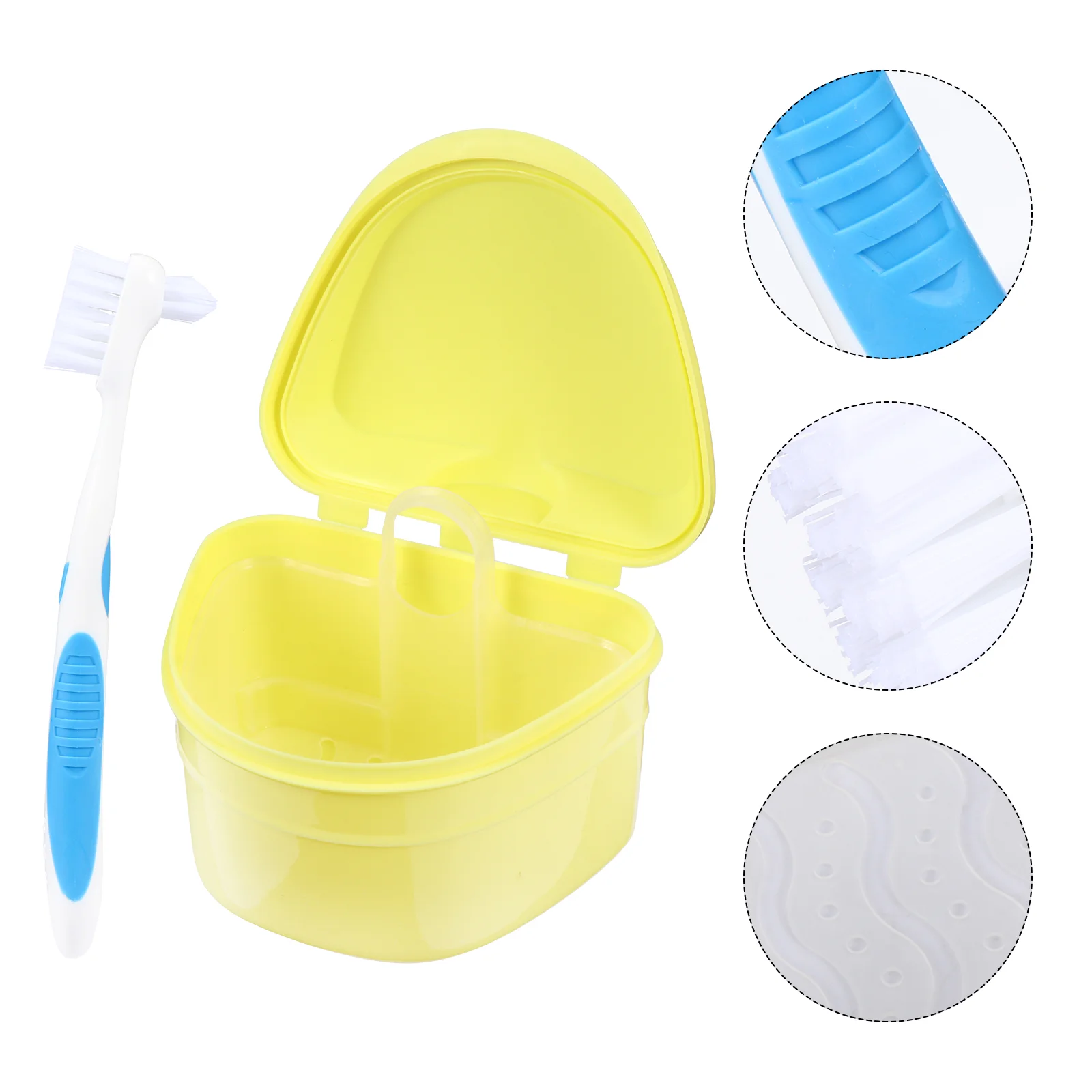 

1PC Safe Small Hygiene Box Case Artificial Denture Case with Brush
