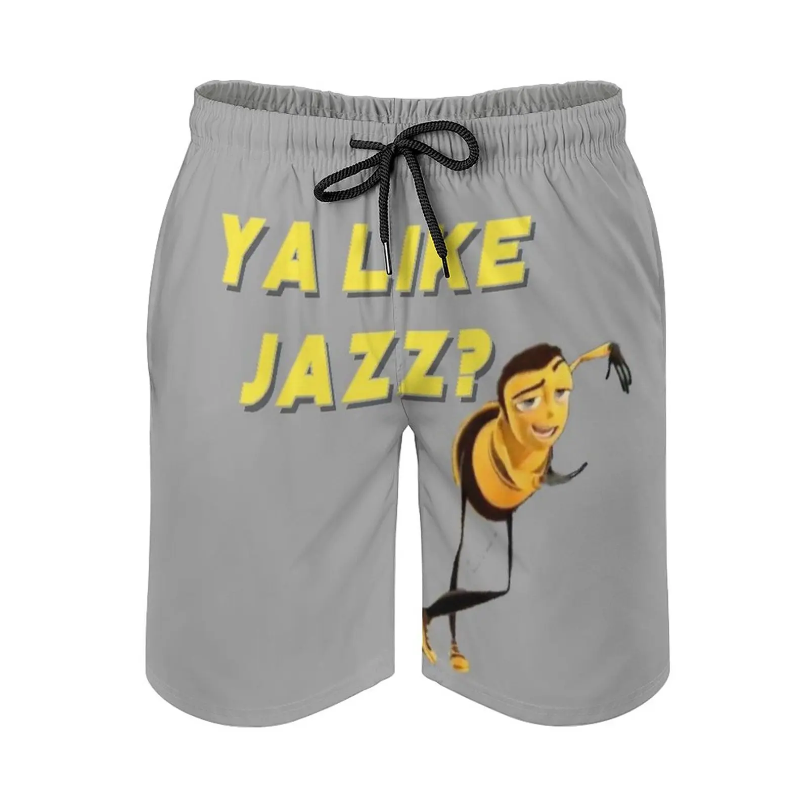 

Ya Like Jazz  Men's Sports Short Beach Shorts Surfing Swimming Boxer Trunks Barry Bee Benson Movie Meme Comedy Yellow Grey