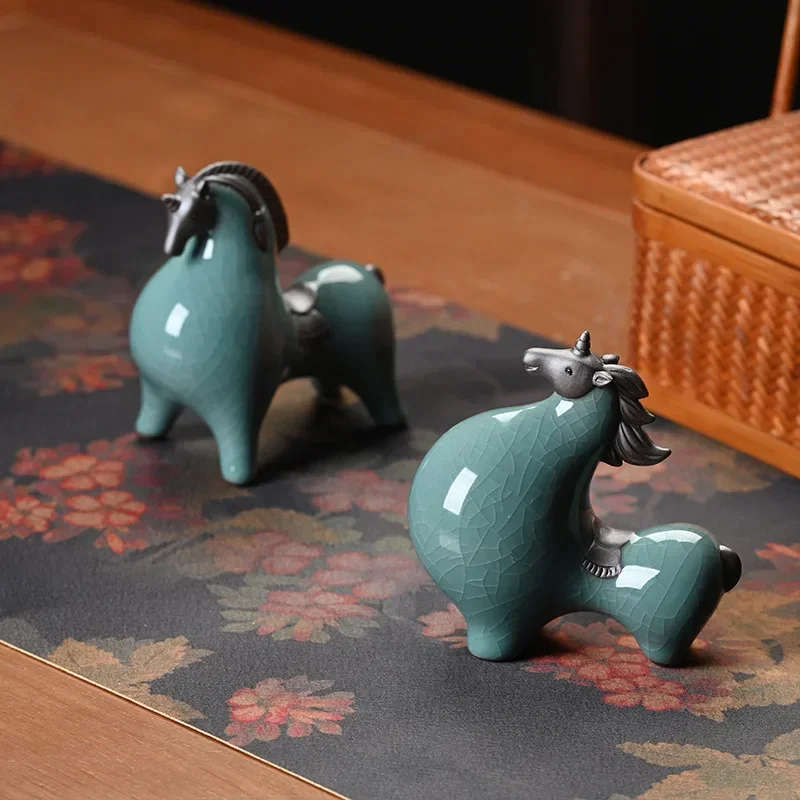 Китайский Lucky Керамический Танма Маленький Орнамент Офис Гостиная Спальня