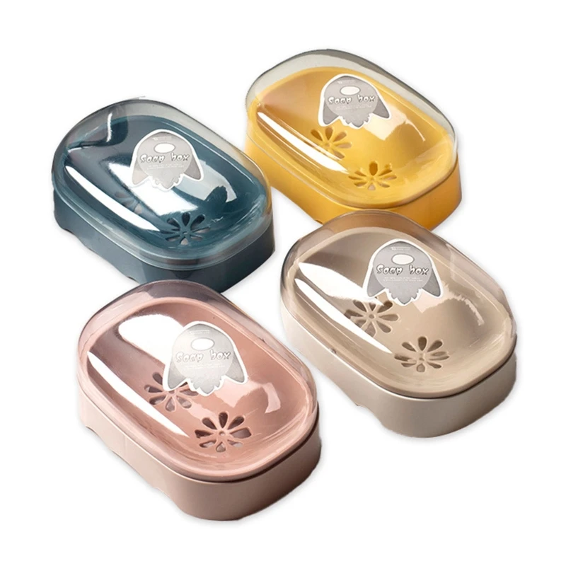 

Plastic Soap Box Soap Dish with Lid Dust Proof Moisture Proof Storage Holder for Bathroom Counter Sponge Drain