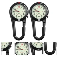 2pcs clip on watch glow in the dark backpack belt fob watch carabiner watches for hiking climbing paramedics black