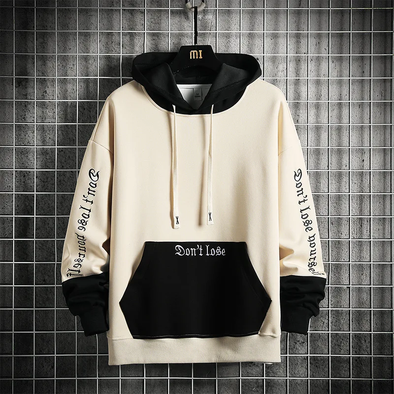 

2022 Patchwork Hoodies Men Hip Hop Clothes Autumn Winter Hooded Sweatshirts High Street Wear Harajuku Hoodie With Pockets