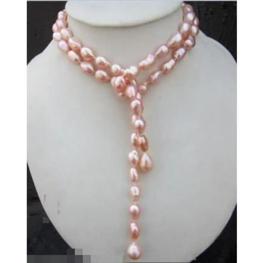 

elegant 11-12mm south sea baroque gold pinkpearl necklace 42inch