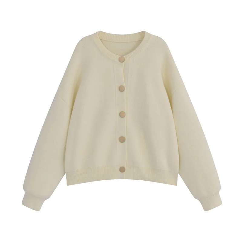 Женские теплые вязаные однотонные однобортные Свободные свитера с длинным