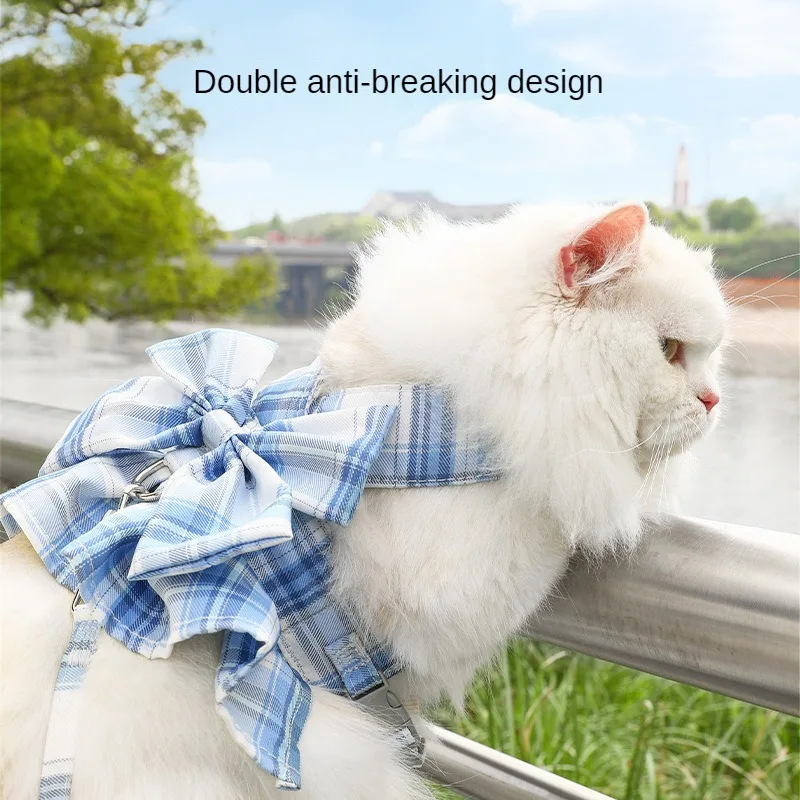 

Cat Harness Leash Set for Walking Escape Proof Adjustable Kitten Vest Soft Mesh Chest Strap Dogs Cats Pet Traction Rope Net Dog