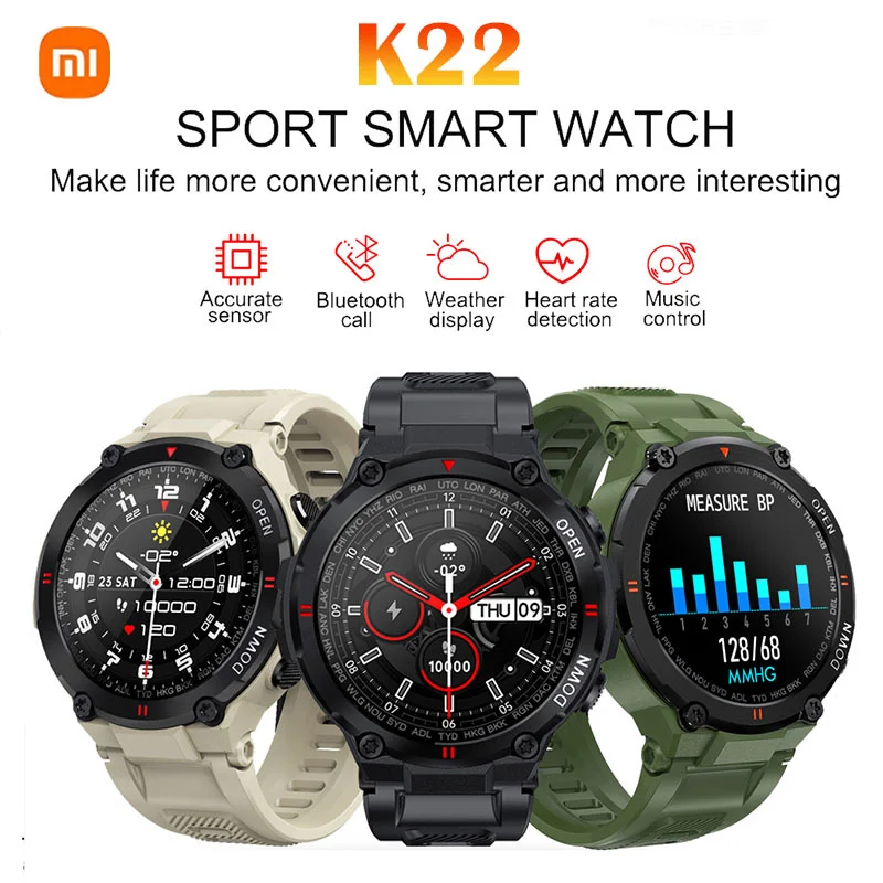 Xiaomi – men's connected K22 watch, with Bluetooth, call, music playback, DIY functions, suitable for Android IOS, PK T Rex, 30